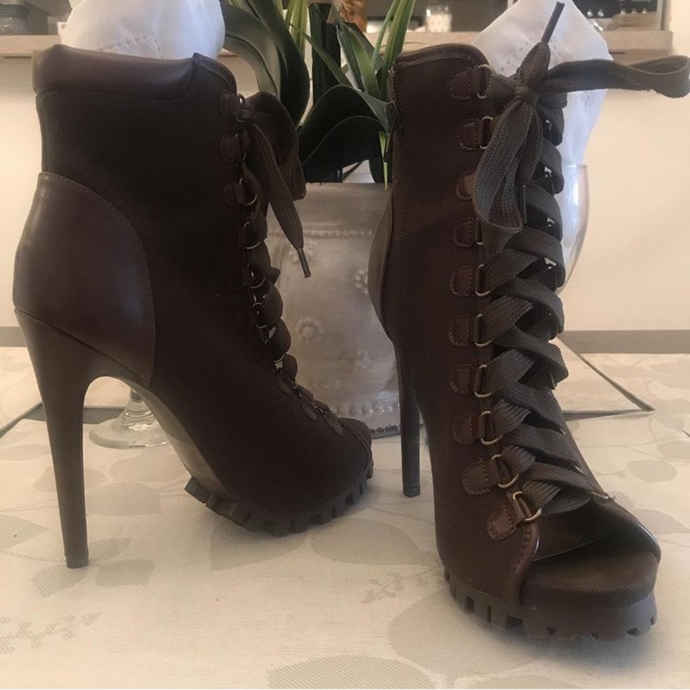 Beef n broccoli heeled combat boots